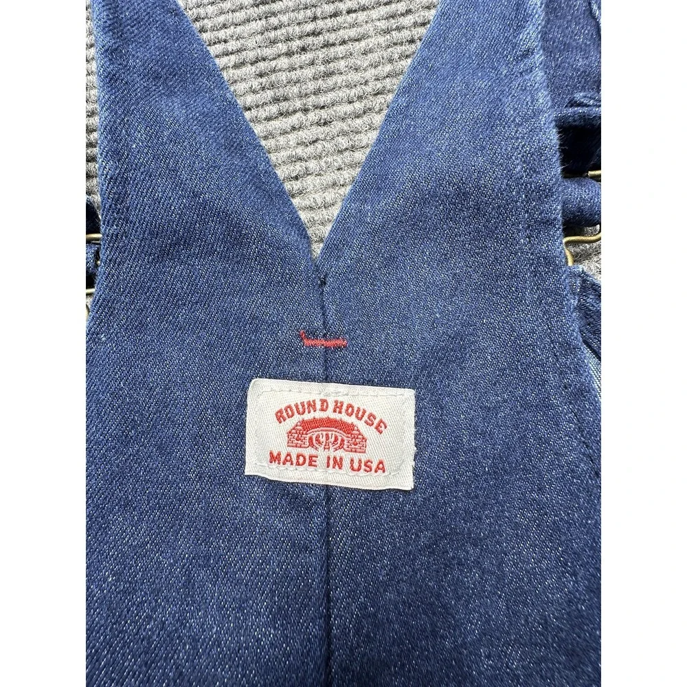 Round House Overalls Teens 14 Blue Denim Adjustable Straps Made‎ USA Workwear